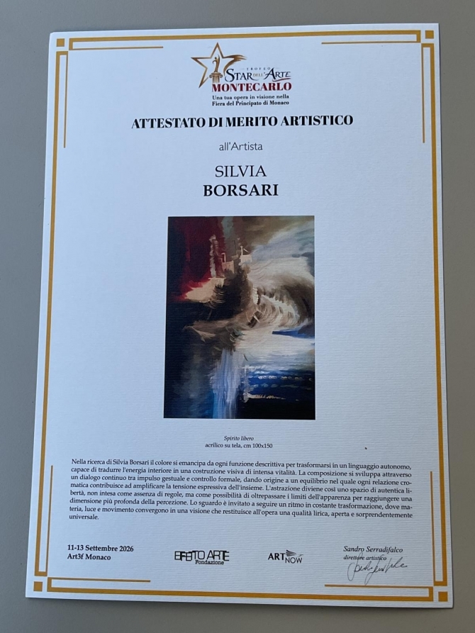 TROFEO STAR DELL'ARTE MONTECARLO - SILVIA BORSARI Painter 